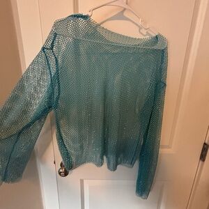Dressed in Lala Mirrorball Boxy Top in Sky Blue